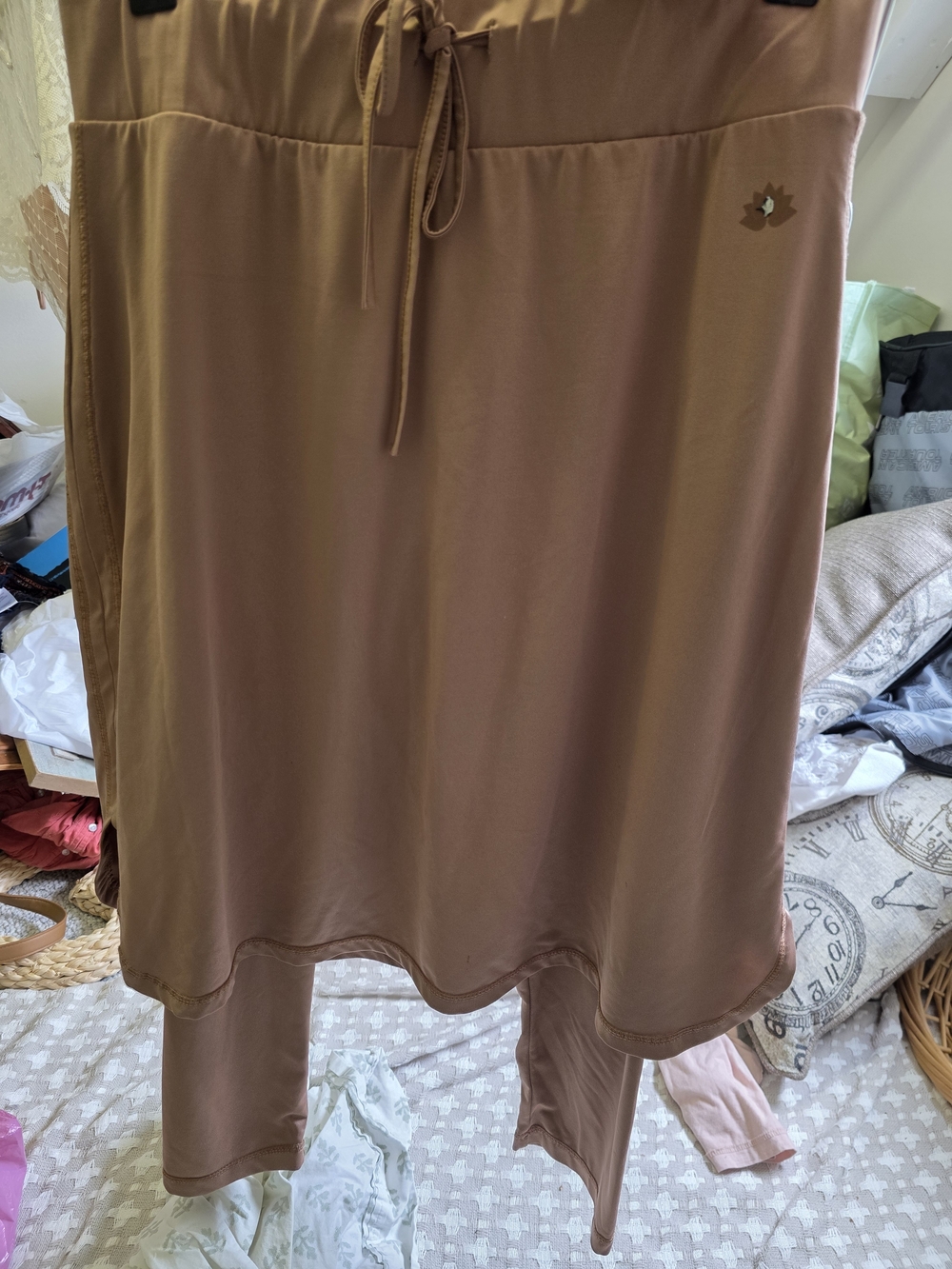 Midi Drawstring Skirt in Tan